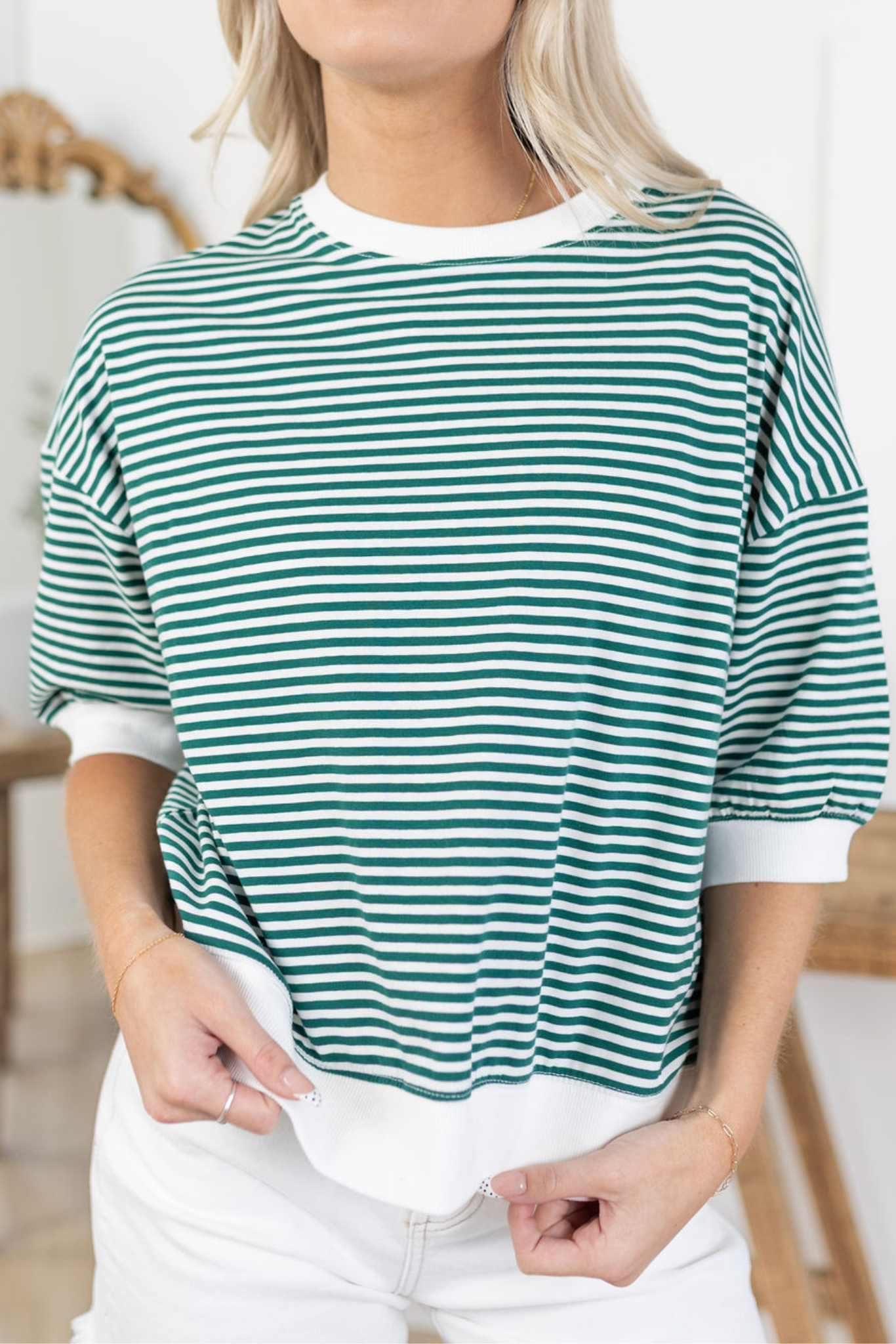 Devon Striped Top | Green