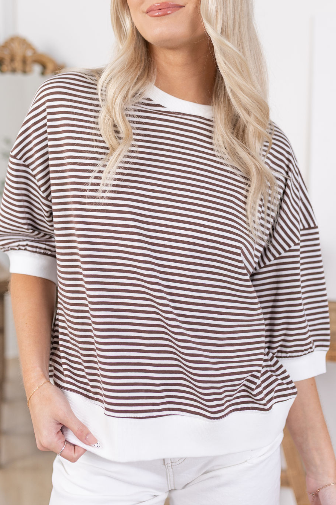 Devon Striped Top | Brown