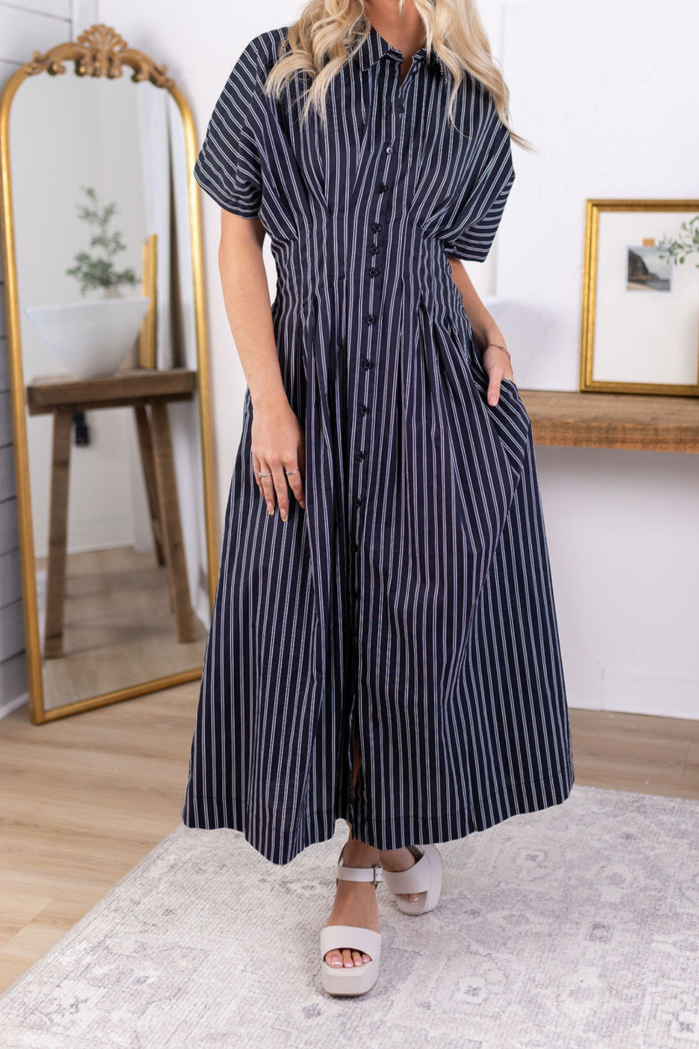 Lottie Pleated Midi Dress