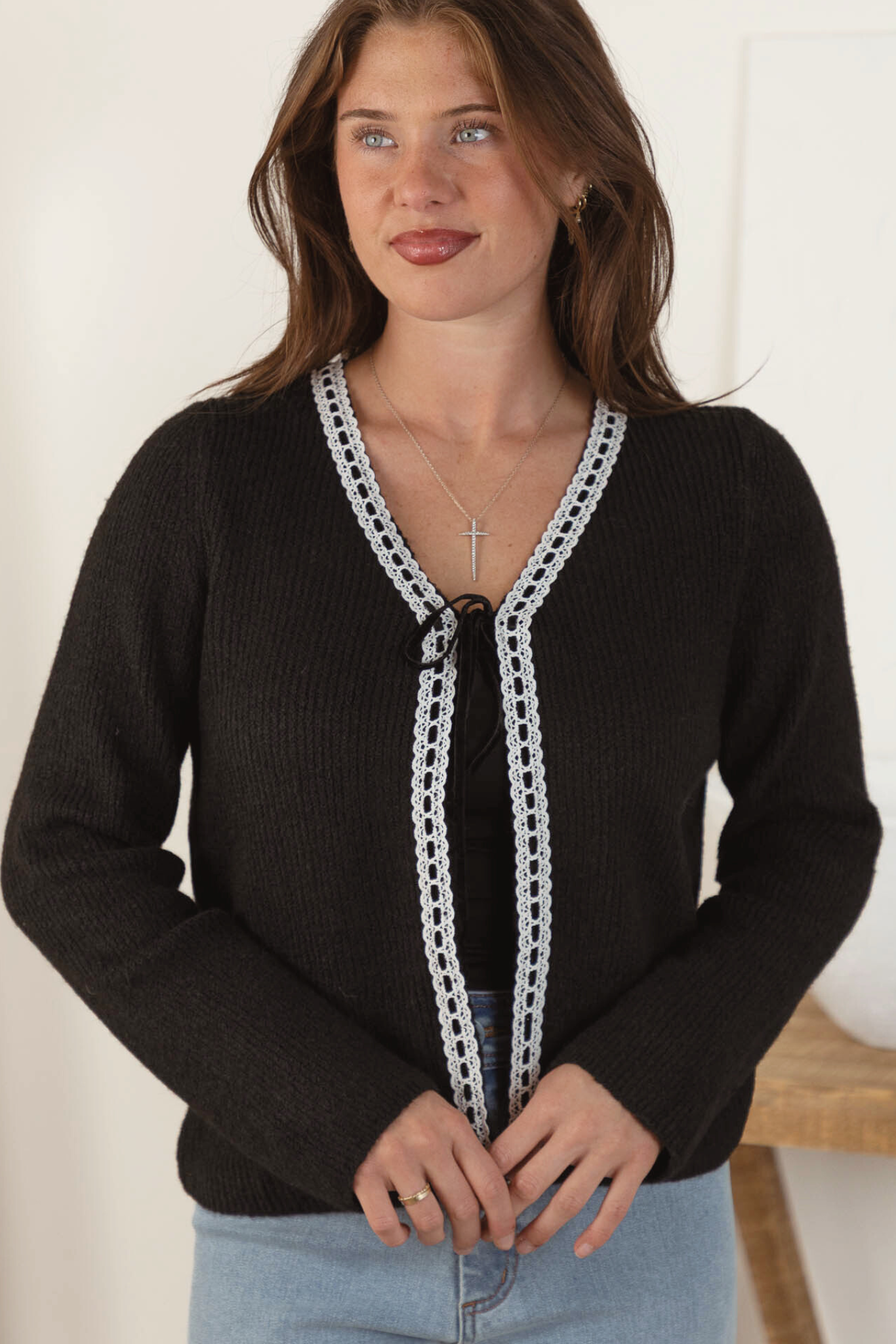 Sofia Lace Trim Cardigan