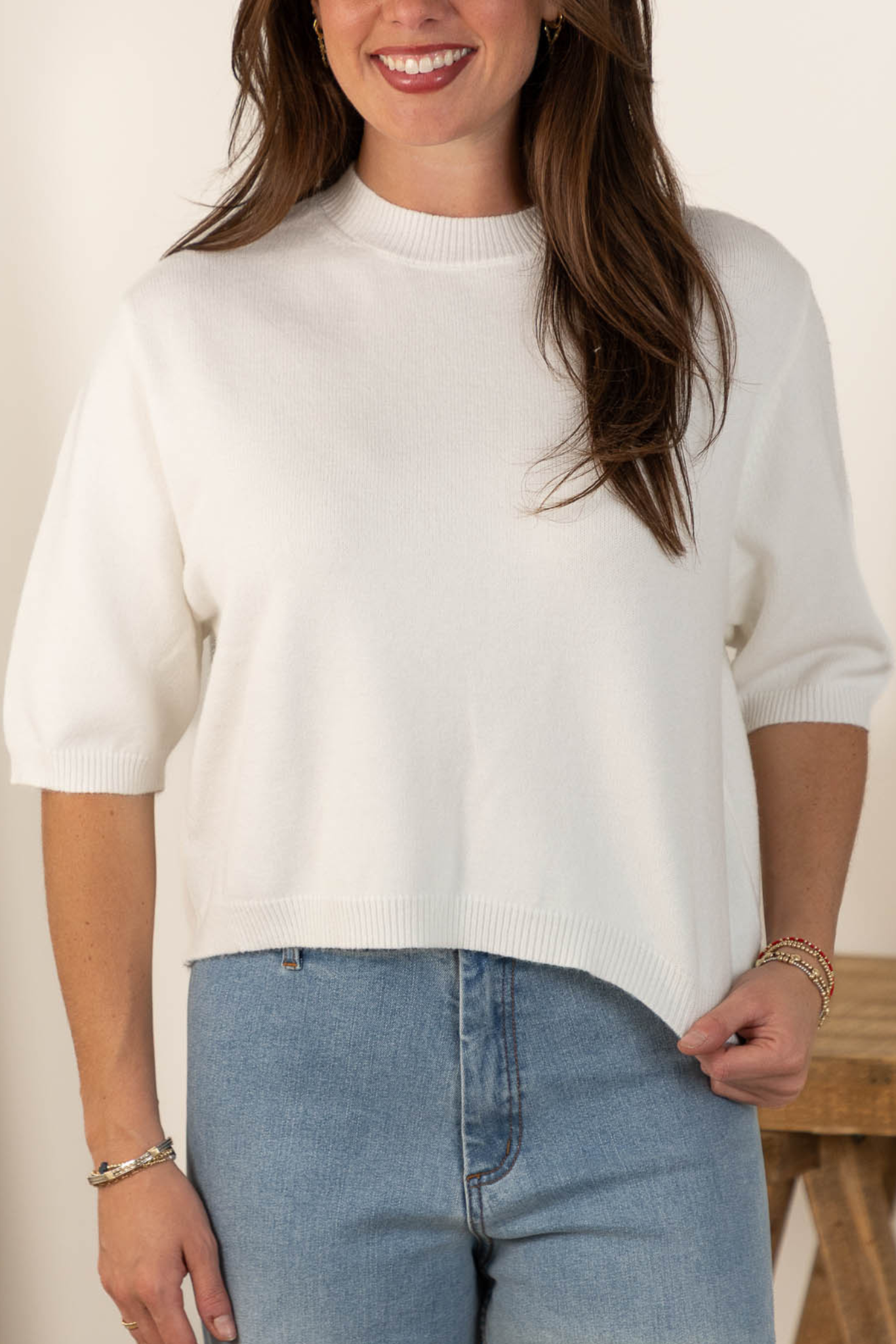 Lottie Sweater Top | Ivory